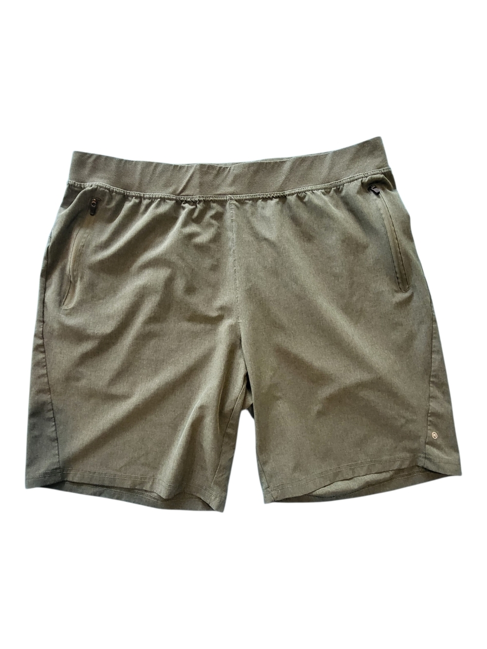 Perry Ellis Heathered Kale Green Athletic Shorts with Zip Pockets 8.5"